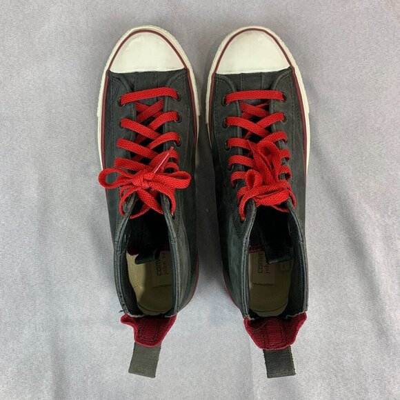 Converse John Varvatos Men Shoes 9 Gray Red Mid Top Leather Sneakers Rock Skater - Picture 9 of 12
